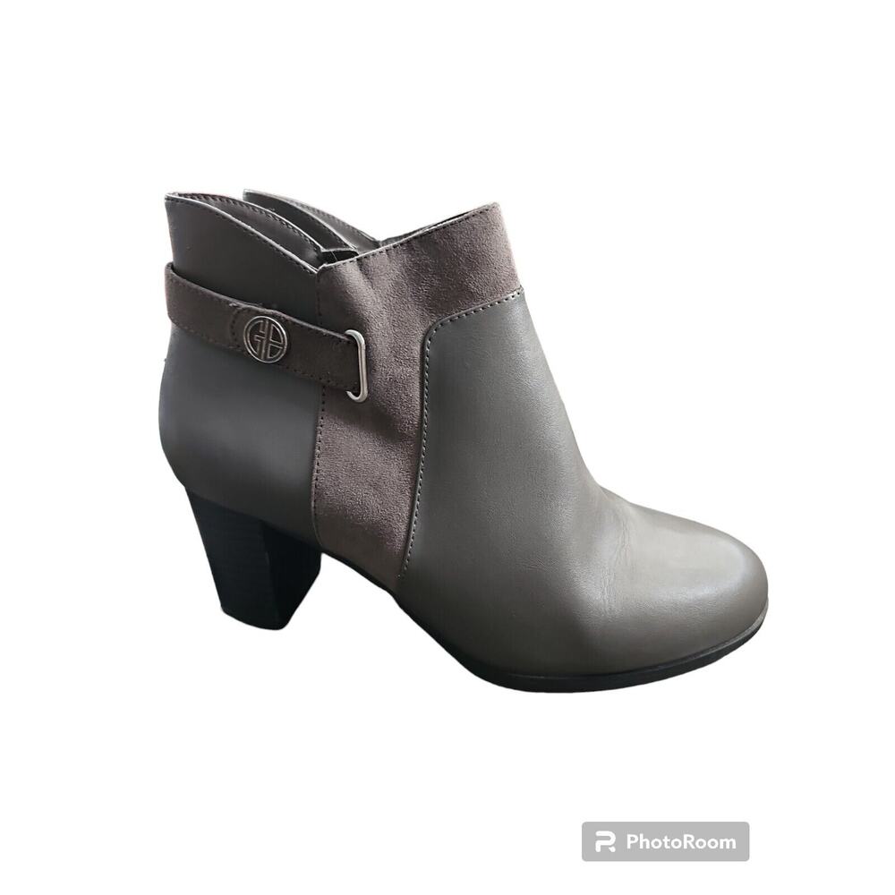 GIANI BERNINI WOMENS HEELED ANKLE BOOT SIZE 8.5 GRAY FORMAL DRESS ZIP BLOCK HEEL